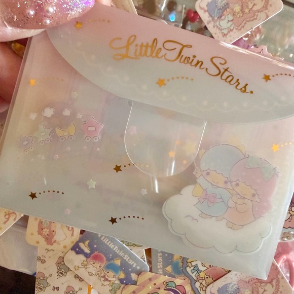 Twin Star Cute Kawaii Stickers Set w/ PVC durable envelope container - Picture 5 of 6
